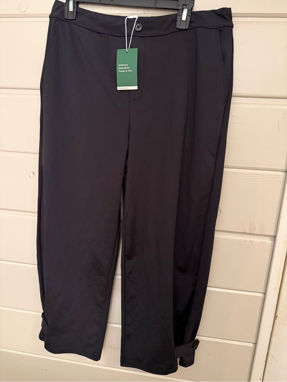 HALARA Black Men's Straight-Leg Button-Cuff Pants 25” inseam